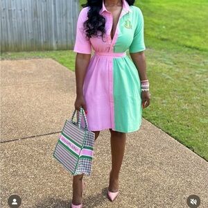 AKA Pink & Green Dress